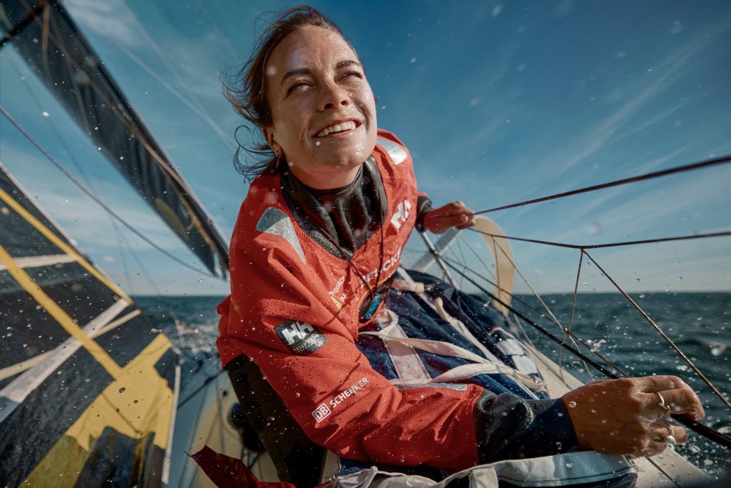 Susann Beucke dans son bateau lors de La Solitaire du Figaro 2022