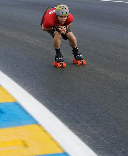 Hugues-Olivier Masson pendant une course de roller